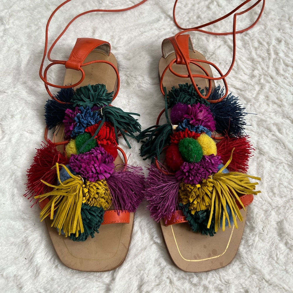 Zara pom-pom sandals - Picture 5 of 10